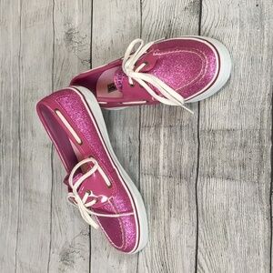 Sperry top-sider pink glitter boat shoes size 8